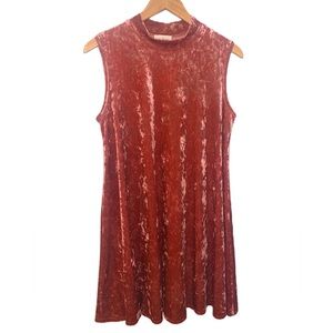 Thyme & Honey Blush Pink Sleeveless Crushed Velvet Swing Dress Size Large